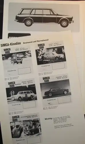 Simca Pressemappe Modellprogramm 1965 Automobilprospekt