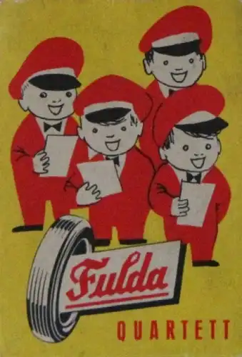 Fulda &quot;Reifen Quartett&quot; 1955 Werbe-Kartenspiel