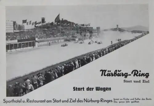 Nürburgring &quot;Start und Ziel - Start der Wagen&quot; Werbepostkarte 1928