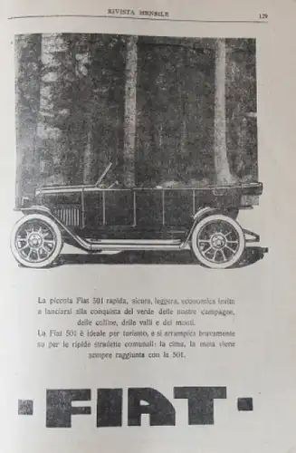 &quot;Rivista Touring Club Italiano&quot; Automobilmagazin 1919