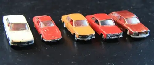 Schuco Konvolut 5 Autos der Marken BMW-Ford-Opel-VW Metallmodelle 1972