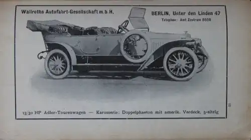 Wallroth &quot;Im Auto durch Berlin&quot; Autofahren in Berlin 1912