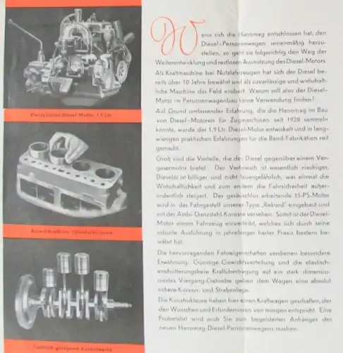 Hanomag Diesel Personenwagen 1938 Automobilprospekt