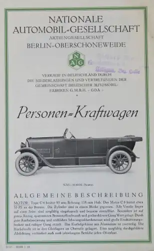 NAG Personen-Kraftwagen Modellprogramm 1924 Automobilprospekt