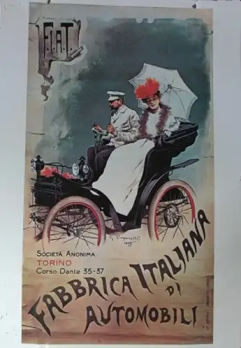 Fiat Werbe-Blechschild &quot;Fabrica Italiana di Automobili&quot; 1899