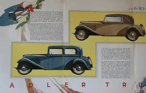 Adler Trumpf Modellprogramm Reuters Automobilprospekt 1932