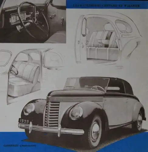 Chenard & Walker 8 Cylindres Modellprogramm 1938 Automobilprospekt