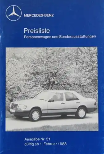 Mercedes Benz Personenwagen Preisliste 1988 Ausgabe 51