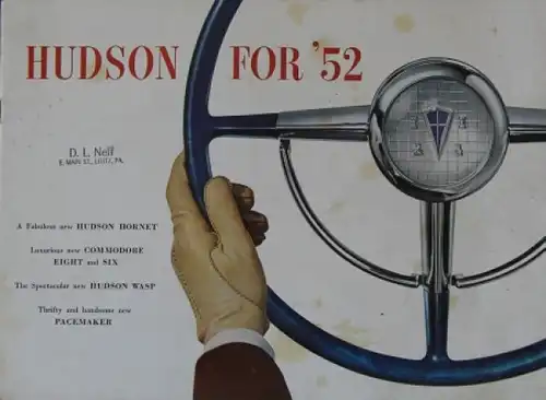 Hudson Modellprogramm 1952 Automobilprospekt
