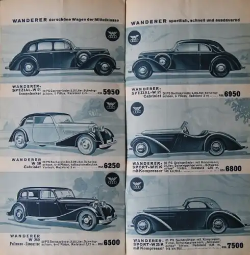 Auto-Union &quot;Wagen-Programm&quot; 1936 Automobilprospekt