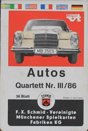 Schmidt Spiele &quot;Autos III 86&quot; 1968 Kartenspiel