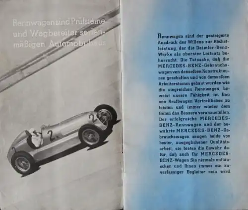 Mercedes Benz &quot;Personen-Wagen Programm&quot; 1936 Automobilprospekt