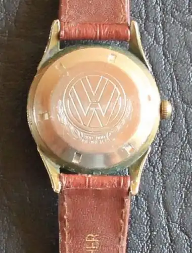 Volkswagen Mauthe Armbanduhr mit 12 Rubinen, 100.000 km 1960