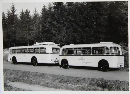 Büssing-NAG Bus mit Spezialaufbauten und Anhänger Deutsche Post 1955 Originalphoto