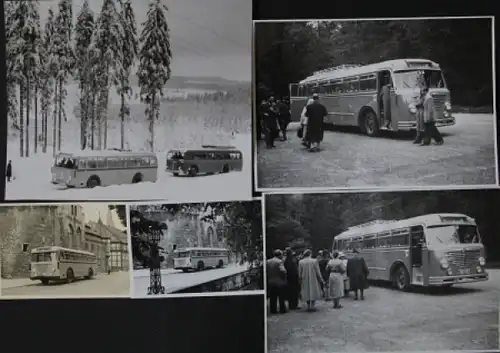 Büssing-NAG Bus auf Reisen durch Deutschland 1954 fünf Originalphotos
