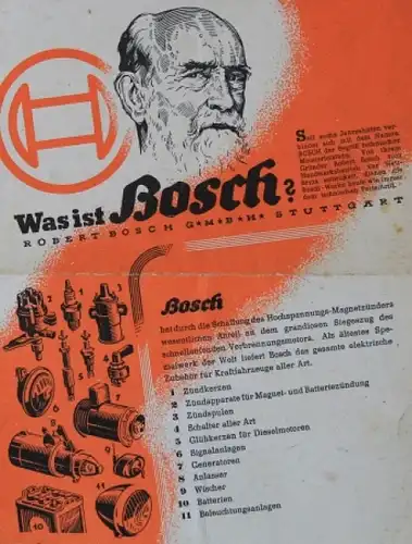 Bosch Modellprogramm &quot;Was ist Bosch?&quot; 1945 Zubehörprospekt