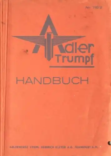 Adler Trumpf 1,5 - 1,7 Liter Betriebsanleitung 1935