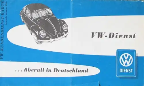 Volkswagen Deutschlandkarte &quot;VW Dienst überall in Deutschland&quot; 1961
