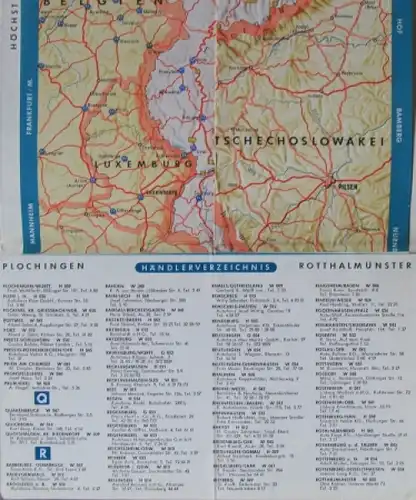 Volkswagen Deutschlandkarte &quot;VW Dienst überall in Deutschland&quot; 1961