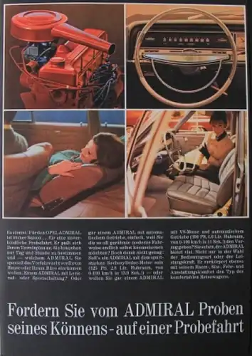 Opel Admiral &quot;Auf diesen Admiral müssen Sie noch warten&quot; 1964 Automobilprospekt