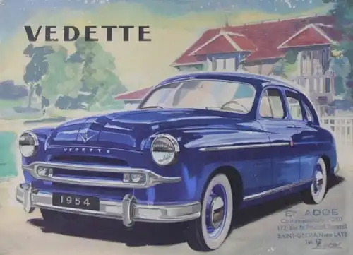 Ford Vedette Modellprogramm 1954 Automobilprospekt