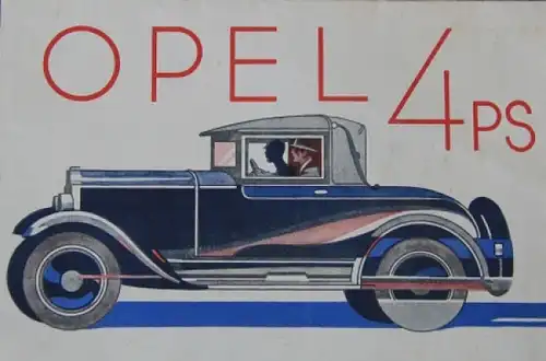 Opel 4 PS Modellprogramm 1928 Automobilprospekt