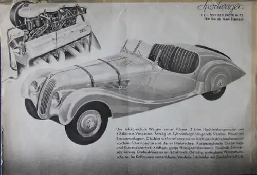 BMW Kraftwagen Modellprogramm 1938 Automobilprospekt