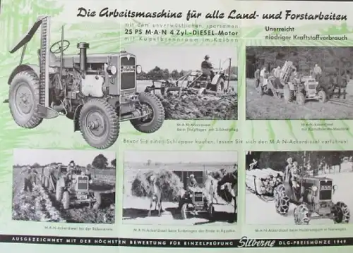 MAN Ackerdiesel 25 PS &quot;Die Arbeitsmaschine&quot; 1952 Traktorprospekt