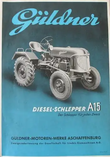 Güldner A15 Dieselschlepper 1949 Traktorprospekt