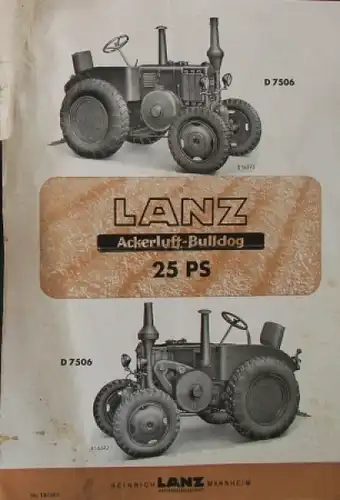 Lanz Bulldog Ackerluft 25 PS D 7506 Traktorprospekt 1939
