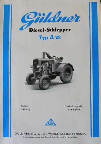 Güldner A28 Dieselschlepper 1948 Traktorprospekt
