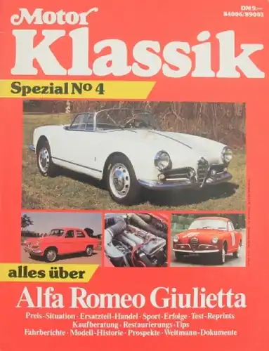 Schrader &quot;Alfa Romeo Giulietta - Moto Klassik Spezial&quot; Alfa-Romeo Historie 1985