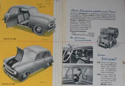 Lloyd 300 &quot;Der Wagen für Dich&quot; 1951 Automobilprospekt