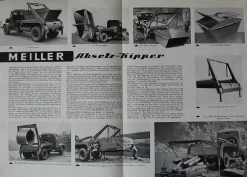 Meiller Kipper Sonderausführungen 1958 Lastwagenprospekt