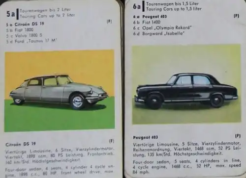 Altenburger &quot;Auto-Quartett&quot; 1963 Kartenspiel