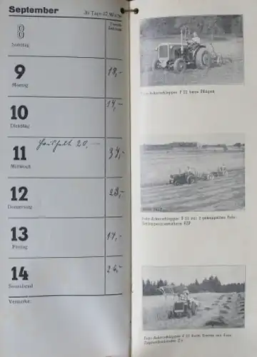 Fahr Maschinenfabrik Traktor Werbe-Kalender für 1940