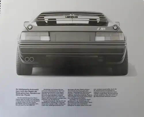 BMW M 1 Modellprogramm 1978 Automobilprospekt