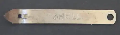 Shell Oeldosenöffner Metall mit Firmenlogo 1955