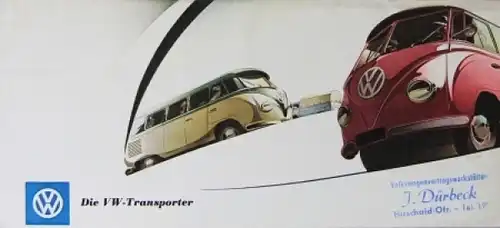 Volkswagen Bus T1 Modellprogramm 1956 Reuters-Zeichnungen Automobilprospekt