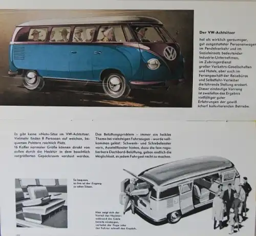 Volkswagen Bus T1 Modellprogramm 1956 Reuters-Zeichnungen Automobilprospekt