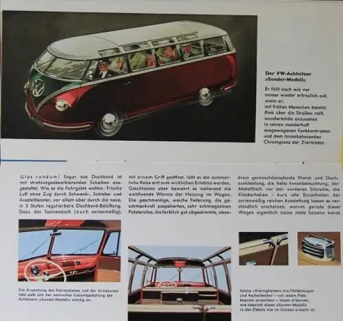 Volkswagen Bus T1 Modellprogramm 1956 Reuters-Zeichnungen Automobilprospekt