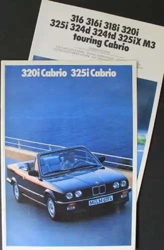 BMW 320i bis 325i Cabrio 1989 + Farben/Polster Automobilprospekt