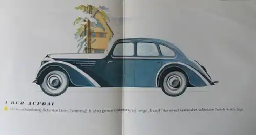 Adler Trumpf Modellprogramm 1935 Reuters Zeichnungen Automobilprospekt