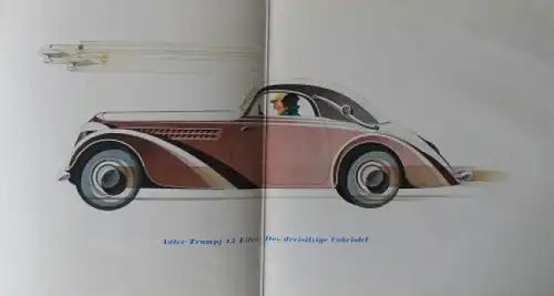 Adler Trumpf Modellprogramm 1935 Reuters Zeichnungen Automobilprospekt