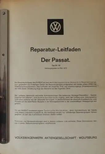 Volkswagen Passat Typ 32 Reparatur-Handbuch 1973