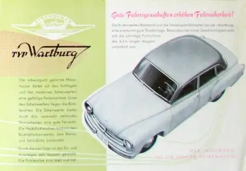 Wartburg &quot;Dere neue Eisenacher&quot; 1956 Automobilprospekt
