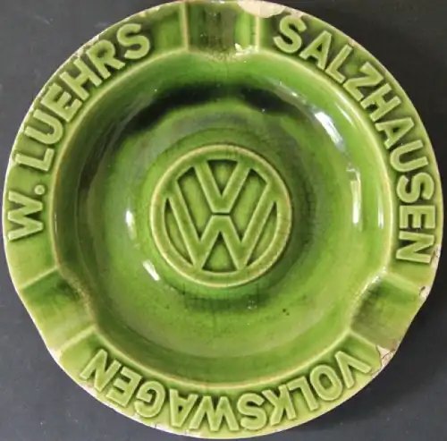 Volkswagen Werbe-Aschenbecher &quot;Luehrs - Salzhausen&quot; Keramik 1965