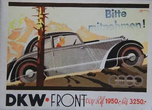 DKW-Front-1935-RDKW Front &quot;Wenn das Ihr Geldbeutel erfährt&quot; 1935 Automobilprospekt