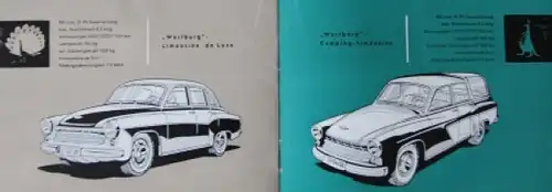 Wartburg Automobile Modellprogramm 1959 Automobilprospekt