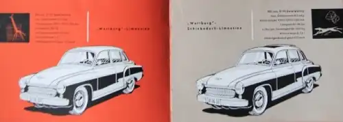 Wartburg Automobile Modellprogramm 1959 Automobilprospekt